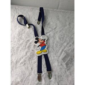 Vintage The Walt Disney Company Mickey‎ Mouse and Crew elastic Suspenders Navy